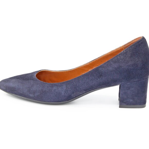Aquatalia ‘Pasha’ Blue Suede Weatherproof Classic Block Heel Pump - Picture 3 of 11